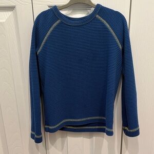 L.L. Bean Blue Waffle Knit Crew Neck Sweater